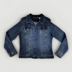 Wrangler Authentics Women's Denim Jacket L 10ZFWJ1A8 Stretch Blue Western Cowboy
